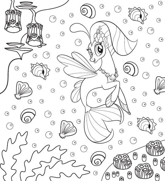 Online coloring book: Coloring book mermaid pony in the ocean